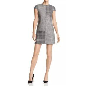 Alice + Olivia Coley Gray Mixed Check Houndstooth Sparkle Mini Dress, Size 8